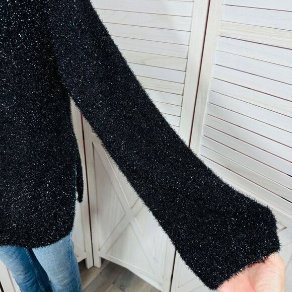 H&M Shimmer Oversized Wide Sleeve Sweater Black XS Pullover - Picture 7 of 13